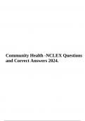 Community Health -NCLEX Questions and Correct Answers 2024.