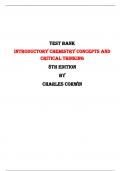 Test Bank for Introductory Chemistry Concepts and Critical Thinking 8th Edition by Charles Corwin |All Chapters,  Year-2024|