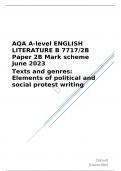 AQA A-level ENGLISH LITERATURE B Paper 2B Mark scheme June 2023