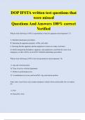 DOP IFSTA written test questions that  were missed Questions And Answers 100&percnt; correct  Verified