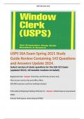 USPS SSA Exam Spring 2021 Study Guide Review Containing 143 Questions and Answers Update 2024.   