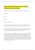 WGU C785 Biochemistry Unit Exam Questions and answers