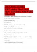 Texas Food Handler 360Training Final Exam 100&percnt; VERIFIED ANSWERS ALREADY PASSED BUNDLED GUARANTEED PASS 