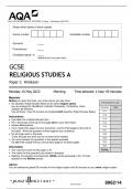 AQA GCSE RELIGIOUS STUDIES A Paper 1: Hinduism QP 2023