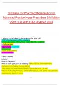 Test Bank For Pharmacotherapeutics for Advanced Practice Nurse Prescribers 5th Edition Short Quiz With Q&A Updated 2024