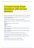Covalent bonds Exam Questions with Correct Answers