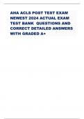 AHA ACLS POST TEST EXAM NEWEST 2024 ACTUAL EXAM TEST BANK QUESTIONS AND CORRECT DETAILED ANSWERS WITH GRADED A+