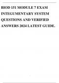 BIOD 151 MODULE 7 EXAM INTEGUMENTARY SYSTEM QUESTIONS AND VERIFIED ANSWERS 2024 LATEST GUIDE&period;