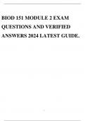 BIOD 151 MODULE 2 EXAM QUESTIONS AND VERIFIED ANSWERS 2024 LATEST GUIDE.