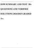 D199 SUMMARY AND TEST 50+ QUESTIONS AND VERIFIED SOLUTIONS 2024/2025 GRADED A+.