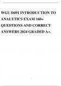 D491 INTRODUCTION TO ANALYTICS EXAM 160+ QUESTIONS AND CORRECT ANSWERS 2024 GRADED A+.