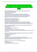 TN Health and Life Insurance Exam Questions And Verified Answers 100&percnt; Pass