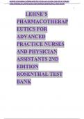 chapter1 LEHNE’S PHARMACOTHERAPEUTICS FOR ADVANCED PRACTICE NURSES AND PHYSICIAN ASSISTANTS 2ND EDITION ROSENTHAL TEST BANK