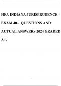 HFA INDIANA JURISPRUDENCE EXAM 40+ QUESTIONS AND ACTUAL ANSWERS 2024 GRADED A+.