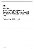 AQA AS HISTORY Stuart Britain and the Crisis of Monarchy, 1603–1702 Component 1D Absolutism challenged: Britain, 1603–1649  Wednesday 17 May 2023