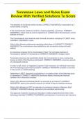 Tennessee Laws and Rules Exam Review With Verified Solutions To Score A&plus;