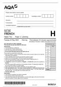 GCSE AQA May 2023 Higher French Paper 1 Listening