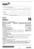 GCSE AQA June 2023 Higher French Paper 4 Writing Including Mark Scheme