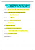 NLN PAX SCIENCE QUESTIONS AND ANSWERS LATEST 2022 RATED A