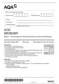 GCSE AQA May 2023 Sociology Paper 1 + Paper 2 Including Both Mark Schemes