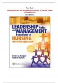 Leadership Roles and Management Functions in Nursing Theory and Application  10th Edition Test Bank By Bessie L. Marquis, Carol Jorgensen Huston| Chapter 1 – 25, Latest - 2024|