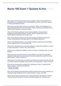 Nurse 165 Exam 1 Quizzes & Ans 