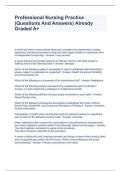 Professional Nursing Practice &lpar;Questions And Answers&rpar; Already Graded A&plus;