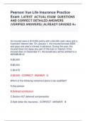Pearson Vue Life Insurance Practice  Exam LATEST ACTUAL EXAM QUESTIONS  AND CORRECT DETAILED ANSWERS  &lpar;VERIFIED ANSWERS&rpar; &vert;ALREADY GRADED A&plus;