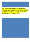 Test Bank Complete For Fundamental  Concepts and Skills for Nursing 6th Edition by William complete with QAS LATEST  2023-2024/ ALL CHAPTERS