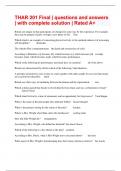 THAR 201 Final &vert; questions and answers &vert; with complete solution &vert; Rated A&plus;