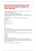 SAS Programming Certification Test Questions and answers &vert; Rated A&plus; &vert; 100&percnt; VERIFIED