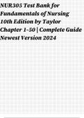 NUR305 Test Bank for Fundamentals of Nursing 10th Edition by Taylor Chapter 1-50 | Complete Guide Newest Version 2024