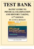 BATES' GUIDE TO PHYSICAL EXAMINATION AND HISTORY TAKING 11TH EDITION BY LYNN S. BICKLEY TEST BANK