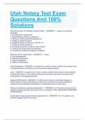 Utah Notary Test Exam Questions And 100% Solutions