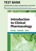 TEST BANK INTRODUCTION TO CLINICAL PHARMACOLOGY 10TH EDITION  By Constance Visovsky, Cheryl Zambroski, Shirley Hosler