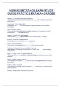 HESI A2 ENTRANCE EXAM STUDY  GUIDE PRACTICE EXAM A+ GRADED