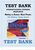 UNDERSTANDING NURSING RESEARCH BUILDING AN EVIDENCE-BASED PRACTICE TEST BANK 7th Edition, Susan Grove ISBN- 978-0323532051