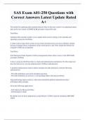 SAS Exam A01-250 Questions with  Correct Answers Latest Update Rated  A&plus; 