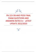 PN 223 OB AND PEDS FINAL  EXAM QUESTIONS AND  ANSWERS RATED A+ LATEST  UPDATE 2022