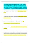 Colorado Real Estate Exam Prep State Portion Section 1 Duties and Powers of the Real Estate Commission and Section 2 Licensing Requirements 100% Correct