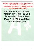 2022 RN HESI EXIT EXAM - Version 1 &lpar;V1&rpar; All 160 Qs & As Included - Guaranteed Pass A&plus;&excl;&excl;&excl; &lpar;All Brand New Q&A Pics Included&rpar; &plus; GRADED 2022 RN HESI EXIT EXAM - Version 1 &lpar;V1&rpar; All 160 Qs & As Included - Guaranteed Pass A&plus;&excl;&excl;&excl; &lpar;All Brand New  Q&A Pics Included&rpar;