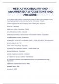 HESI A2 VOCABULARY AND  GRAMMER EXAM (QUESTIONS AND  ANSWERS)