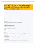 CCI RCS Registry Questions and Complete Solutions &lpar;Best Study Guide 2024&sol;2025&rpar;