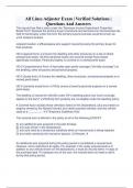 All Lines Adjuster Exam &vert; Verified Solutions &vert;  Questions And Answers
