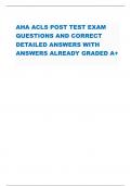 AHA ACLS POST TEST EXAM QUESTIONS AND CORRECT DETAILED ANSWERS WITH ANSWERS ALREADY GRADED A+