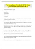 Pharmacy Law - New York MPJE Exam Questions and Answers Rated A&plus;