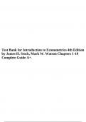Test Bank for Introduction to Econometrics 4th Edition by James H&period; Stock&comma; Mark W&period; Watson Chapters 1-19 Complete Guide A&plus;&period;