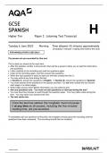 GCSE AQA June 2023 Higher Spanish Paper 1 Listening Including Mark Scheme