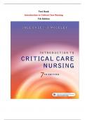 Introduction to Critical Care Nursing  7th Edition Test Bank By Mary Lou Sole, Deborah Goldenberg Klein, Marthe J. Moseley | All Chapters, Latest - 2024|
