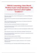 TDLR Cosmetology State Board Written Exam Actual Questions with  Correct Answers&vert; Latest Update  Graded A&plus; 